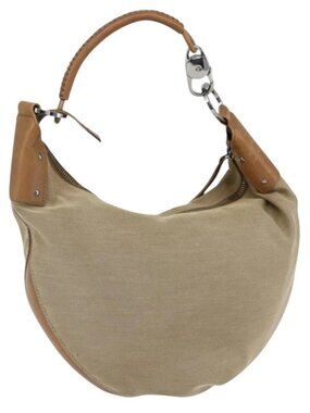 GUCCI Shoulder Bag Canvas Beige Silver 9